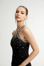 Sabine Black Crystal A-Line Dress