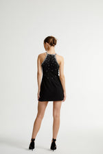Sabine Black Crystal A-Line Dress